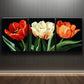 3pcs Three Tulips Red Orange Floral Perfect Wall Art Set Canvas Framed 40x60cm - High Quality Print 100% Australian Made Wall Canvas Ready to Hang