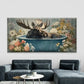 Moose in Bathtub Wall Art Canvas Office Home Room Framed 120x60cm