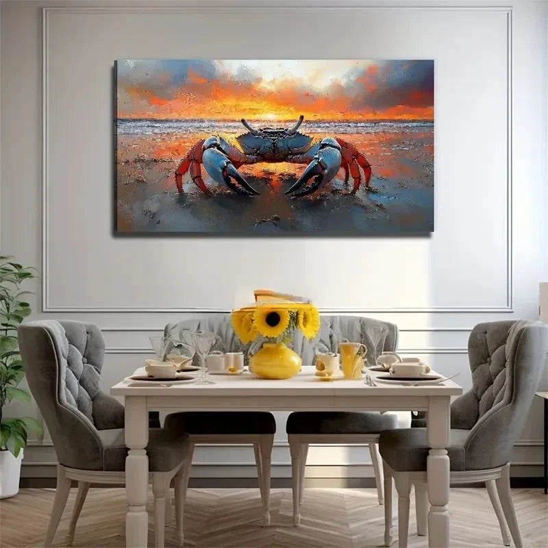 Big Crab On The Beach Wall Art Canvas Office Home Room Framed 120x60cm