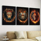 3pcs Fire Leopard Head And Tiger Lion Wall Art Set Canvas Framed 40x60cm - High Quality Print 100% Australian Made Wall Canvas Ready to Hang