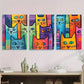 3pcs Colorful Cat Modern Abstract Metal Print Ready to Hang Art
