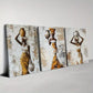 3pcs Elegant African Women with Vase Wall Art Set Canvas Framed 40x60cm - High Quality Print 100% Australian Made Wall Canvas Ready to Hang