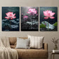 3pcs Pink Lotus Leaf Decoration Wall Art Set Canvas Framed 40x60cm - High Quality Print 100% Australian Made Wall Canvas Ready to Hang