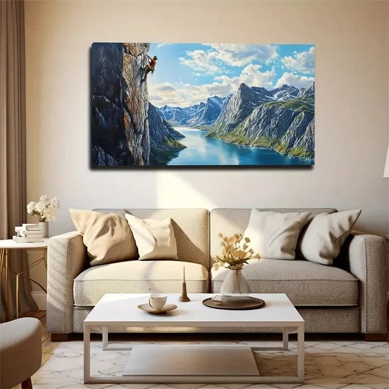 Cliff By The Grand Canal Rock Wall Art Canvas Office Home Room Framed 120x60cm