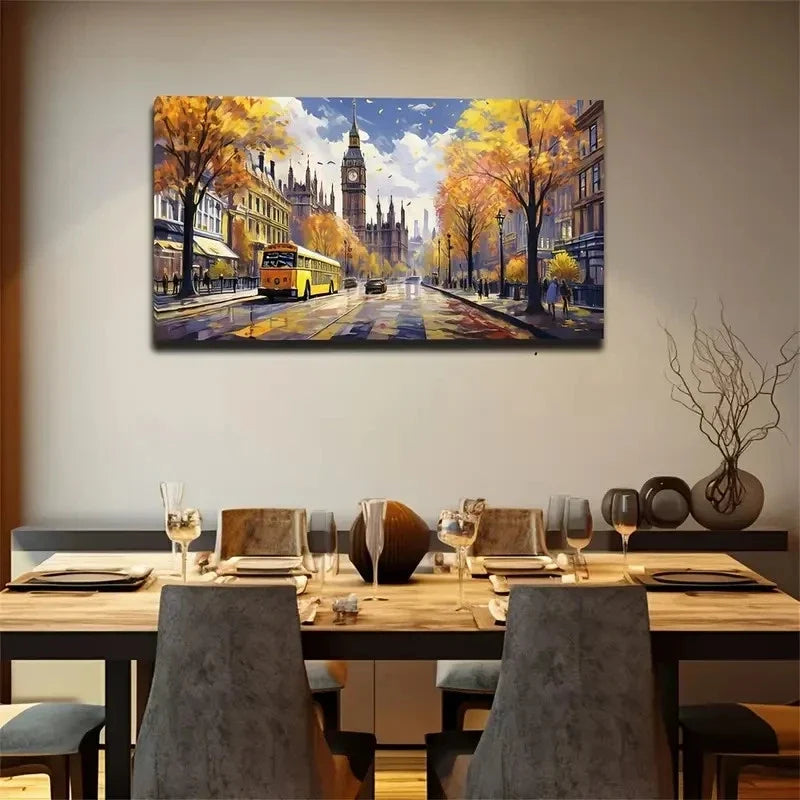 Yellow Tree Branches And Car Wall Art Canvas Office Home Room Framed 80x45cm