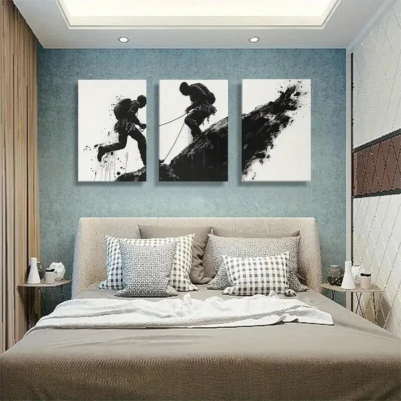3pcs Adventure Climbing White Abstract Perfect Wall Art Set Canvas Framed 40x60cm - High Quality Print 100% Australian Made Wall Canvas Ready to Hang