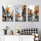 3pcs Paris Street Scene Autumn Trees Metal Print Ready to Hang Art