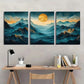 3pcs Abstract Mountain and Sunset Scenery Metal Print Ready to Hang Art