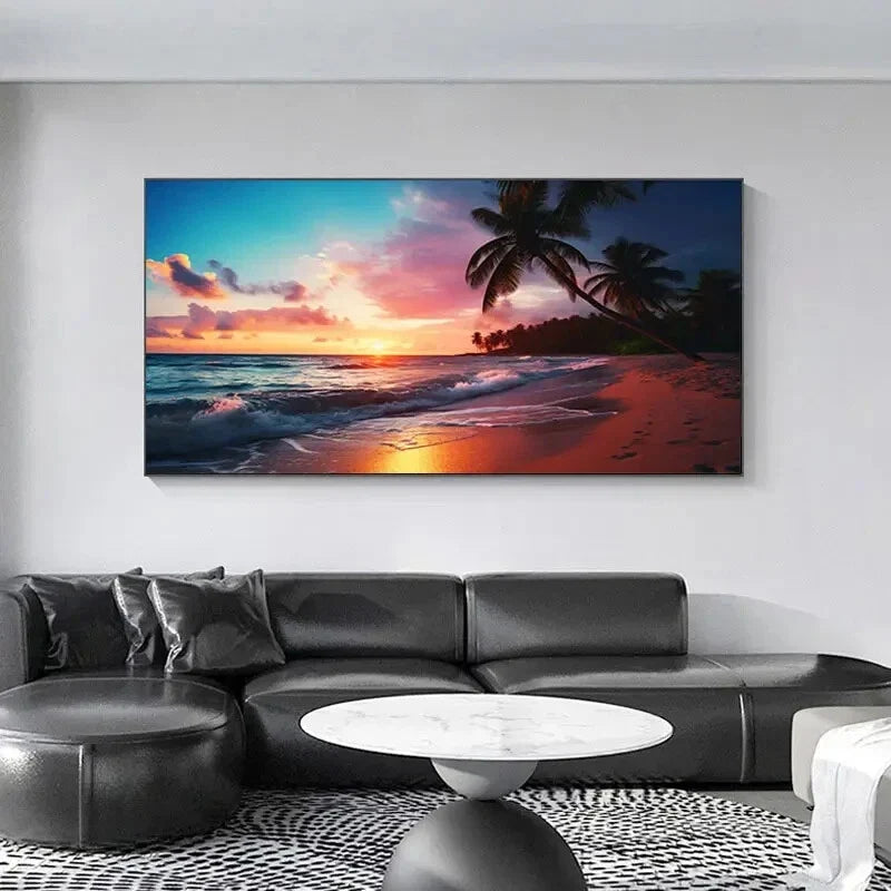 Sunset Beach Scenery wall canvas office home room framed 120x60cm