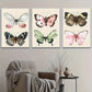 3pcs Abstract Butterfly Vintage Style Metal Print Ready to Hang Art
