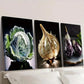 3pcs Cabbage Crystal Garlic Eggplant Wall Art Set Canvas Framed 40x60cm - High Quality Print 100% Australian Made Wall Canvas Ready to Hang