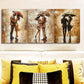 3pcs A couple is strolling in the rain Metal Print Ready to Hang Art