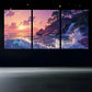 3pcs Sunset Waterfall Sunset Clouds Metal Print Ready to Hang Art