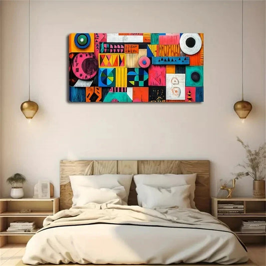 Abstract Geometric Shapes Wall Art Canvas Office Home Room Framed 120x60cm