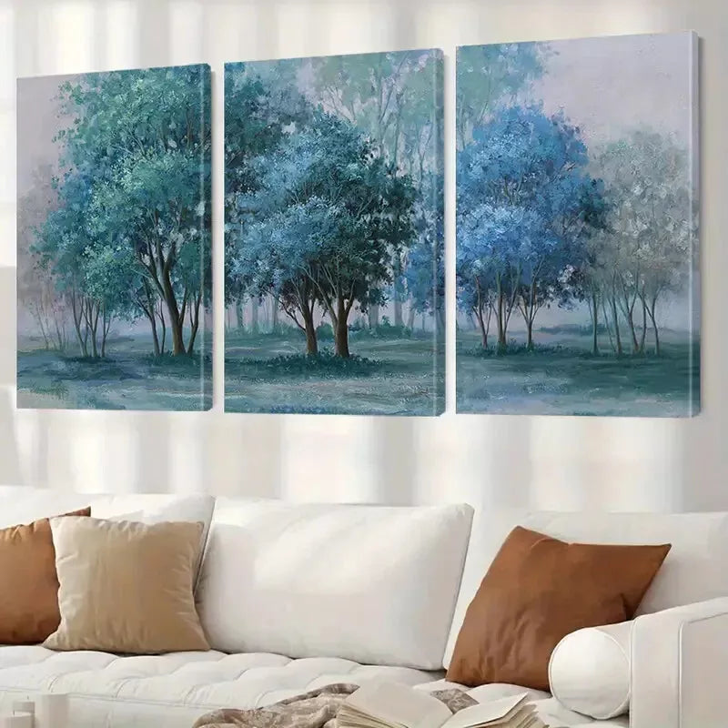 3pcs Modern Serene Landscape Forest Trees Wall Art Set Canvas Framed 40x60cm - High Quality Print 100% Australian Made Wall Canvas Ready to Hang