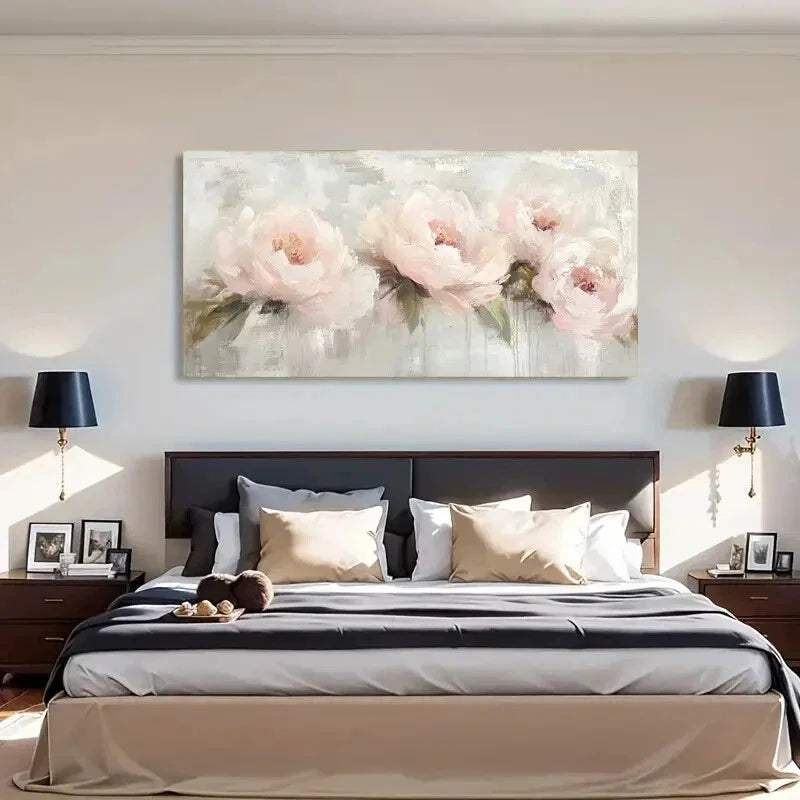 Peony Floral Modern Perfect Wall Art Canvas Office Home Room Framed 120x60cm