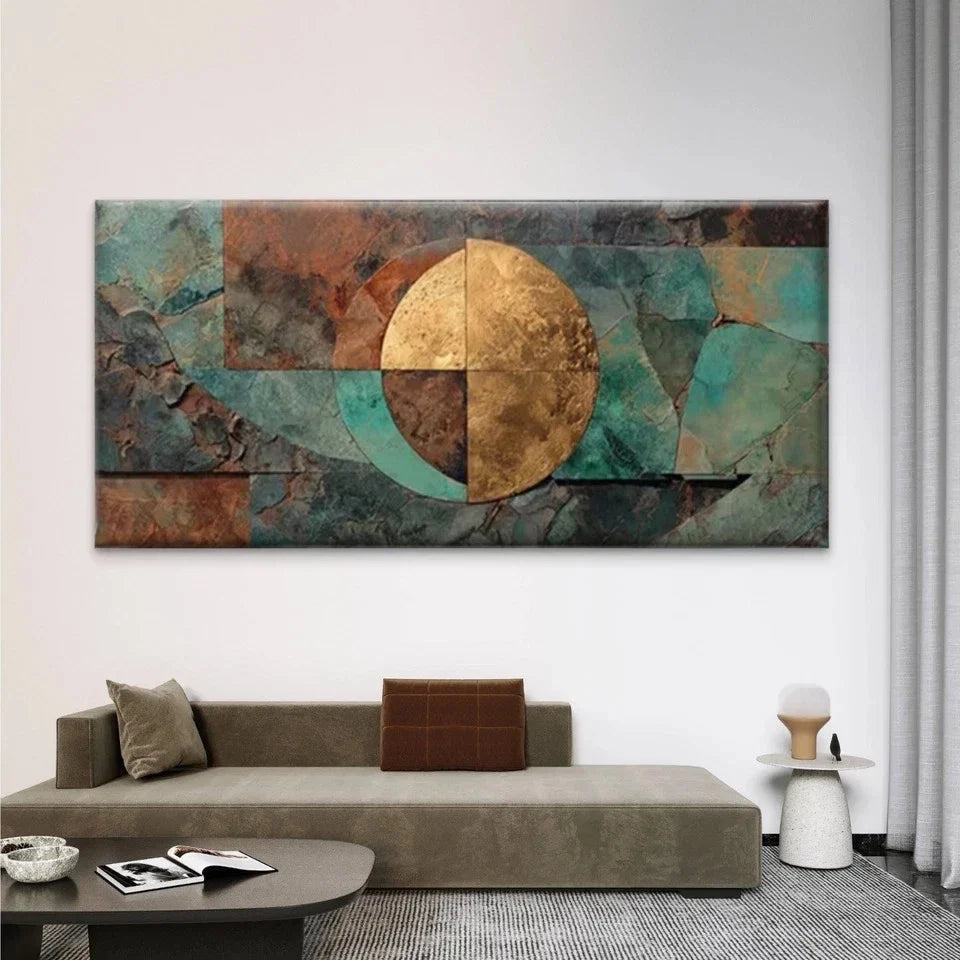 Abstract with Metallic Tones Wall Art Canvas Office Home Room Framed 120x60cm