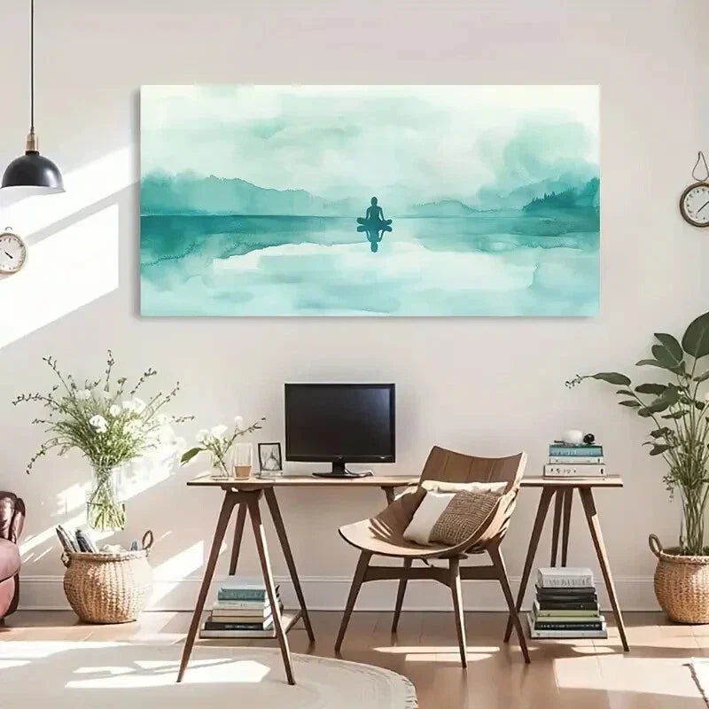 Serenity Meditation Tranquil Wall Art Canvas Office Home Room Framed 120x60cm