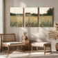 3pcs Countryside Neutral Floral Meadow Metal Print Ready to Hang Art