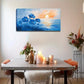 Blue Flowers & Sunset Seascape Wall Art Canvas Office Home Room Framed 120x60cm