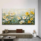 Yellow White Flower Field Wall Art Canvas Office Home Room Framed 120x60cm
