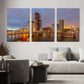 3pcs Rotterdam Cityscape at Dusk Skyline Night Metal Print Ready to Hang Art