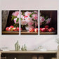 3pcs Pink Peony & Apple Floral Still Life Metal Print Ready to Hang Art