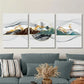 3pcs Golden landscape gold foil Metal Print Ready to Hang Art