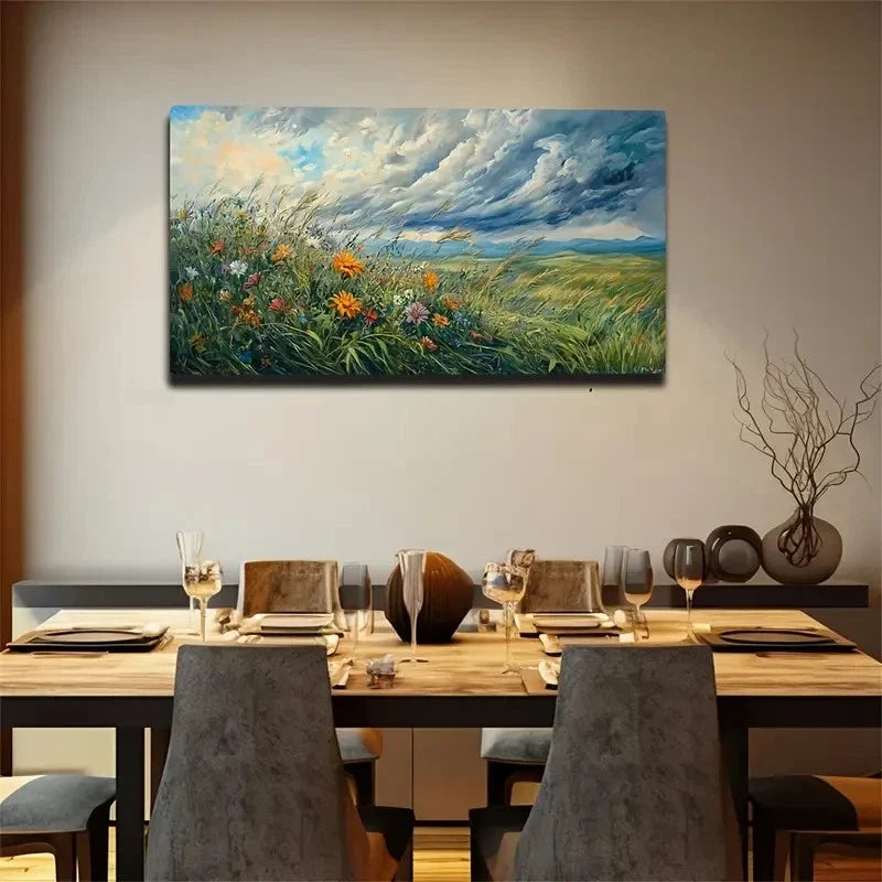 Wild Flowers And Weeds Exterior Wall Art Canvas Office Home Room Framed 120x60cm