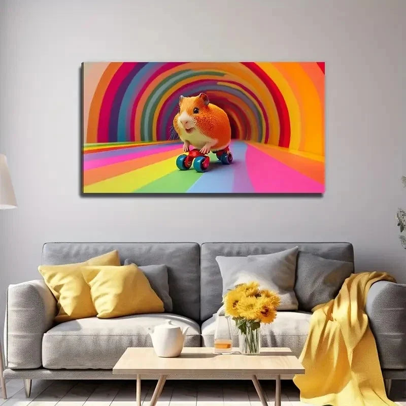 Colorful Design Whimsical Moles Wall Art Canvas Office Home Room Framed 80x45cm