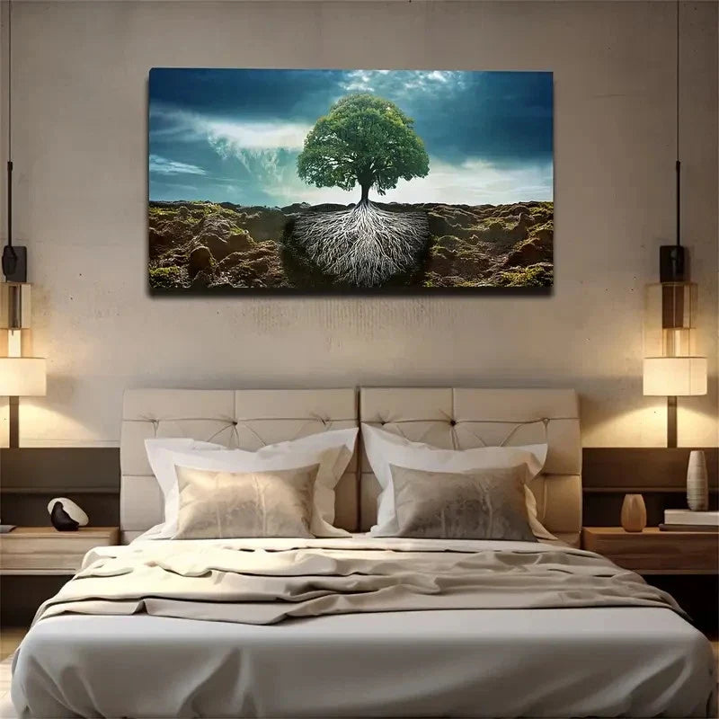Deep Roots & Dramatic Sky Wall Art Canvas Office Home Room Framed 120x60cm