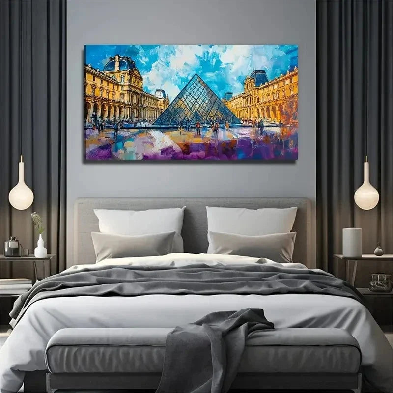 Paris Louvre Perfect Wall Art Canvas Office Home Room Framed 80x45cm