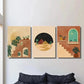 3pcs Moroccan Burnt Orange Oasis in the Desert Wall Art Set Canvas Framed 40x60cm - High Quality Print 100% Australian Made Wall Canvas Ready to Hang