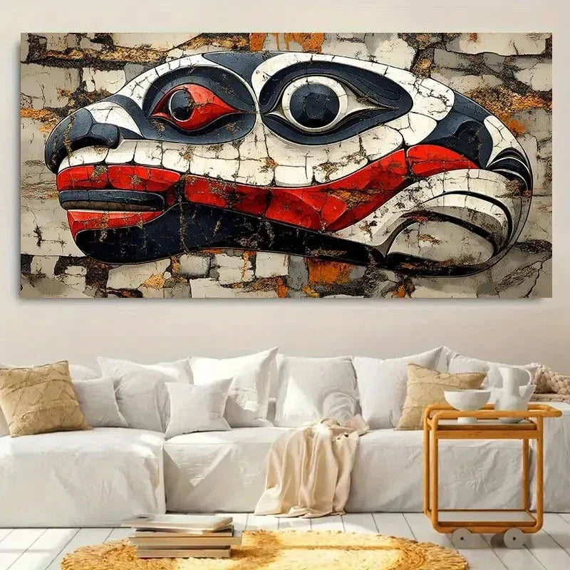 Modern Native American Inspired Wall Art Canvas Office Home Room Framed 120x60cm