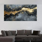 Black and Golden Abstract Fluid Wall Art Canvas Office Home Room Framed 120x60cm