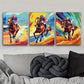 3pcs colorful pop art style Horse Racing  Wall Art Set Canvas Framed 40x60cm - High Quality Print 100% Australian Made Wall Canvas Ready to Hang