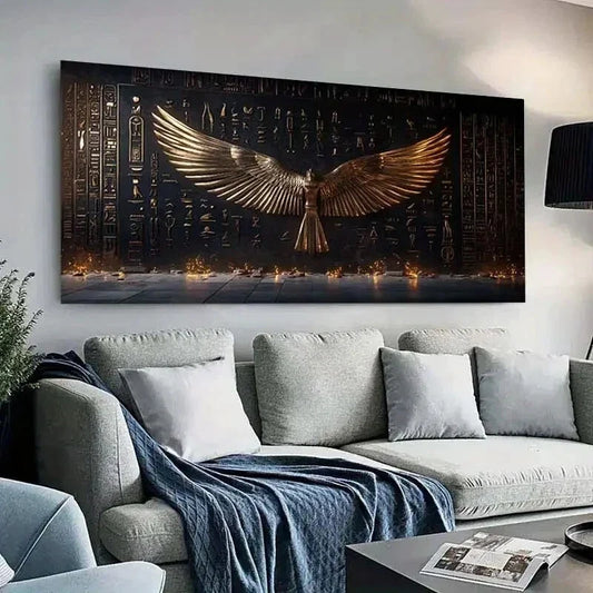 Golden & Black Design Ancient Wall Art Canvas Office Home Room Framed 120x60cm