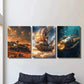 3pcs Mars Rover Steampunk Airship And Submarine Wall Art Set Canvas Framed 40x60cm - High Quality Print 100% Australian Made Wall Canvas Ready to Hang