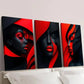 3pcs Geometric Black and Red Abstract Women Wall Art Set Canvas Framed 40x60cm - High Quality Print 100% Australian Made Wall Canvas Ready to Hang