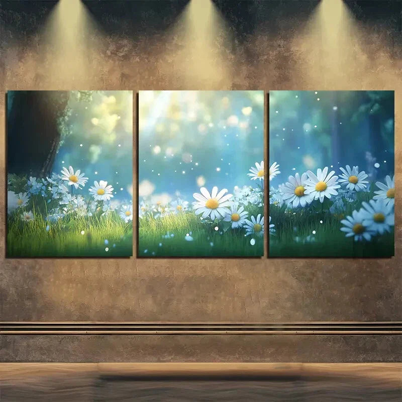 3pcs White Daisy Colorful Nature Beauty Perfect Wall Art Set Canvas Framed 40x60cm - High Quality Print 100% Australian Made Wall Canvas Ready to Hang