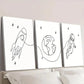 3pcs Earth Rocket Astronaut Line Drawings Wall Art Set Canvas Framed 40x60cm - High Quality Print 100% Australian Made Wall Canvas Ready to Hang