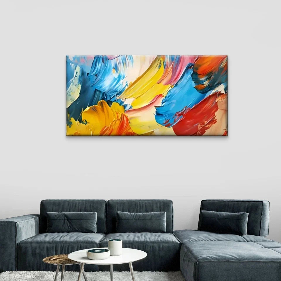Colored Abstract Paint Colors Wall Art Canvas Office Home Room Framed 120x60cm
