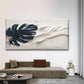 Black & White Tropical Leaf Wall Art Canvas Office Home Room Framed 80x45cm