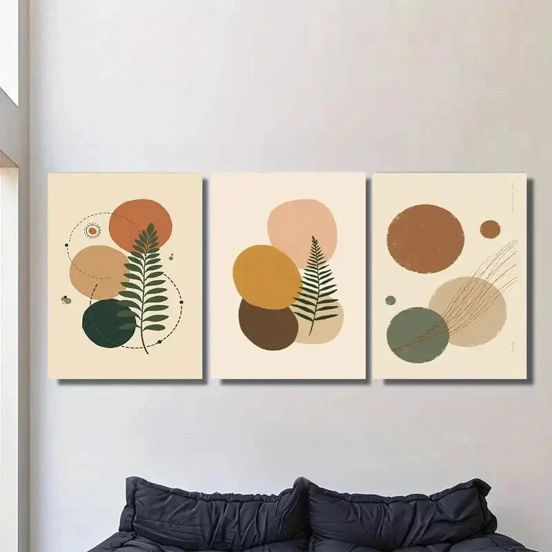 3pcs 3 Botanical Modern Abstract Metal Print Ready to Hang Art