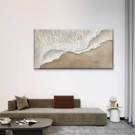 Beach Scene Waves Crashing Wall Art Canvas Office Home Room Framed 80x45cm