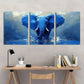 3pcs Blue Elephant Animal Modern Metal Print Ready to Hang Art