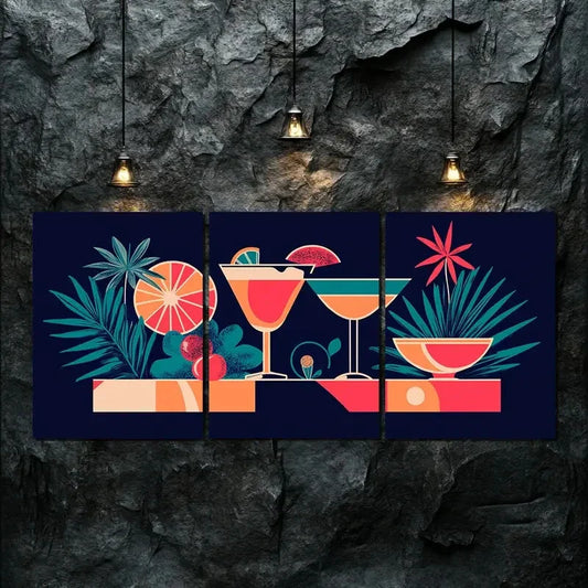 3pcs Colorful Triptych Bottle Nice Perfect Wall Art Set Canvas Framed 40x60cm - High Quality Print 100% Australian Made Wall Canvas Ready to Hang