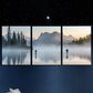 3pcs Two People Fishing By The Lake Metal Print Ready to Hang Art