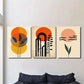 3pcs Modern Abstract Vibrant Orange and Black Metal Print Ready to Hang Art