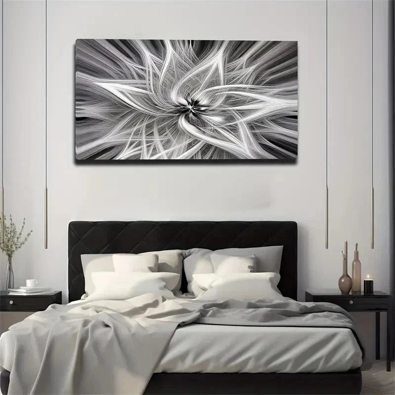Modern Black & White Geometric Wall Art Canvas Office Home Room Framed 120x60cm